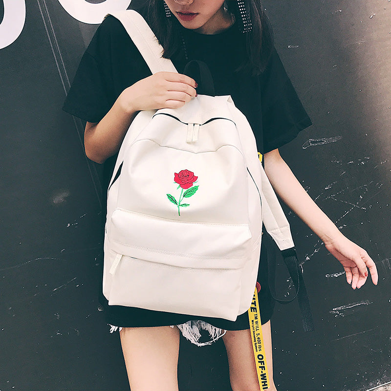 Rose Embroidered Backpack