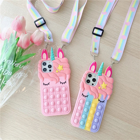 3D Rainbow Unicorn iPhone Case - Bubble Anxiety Relief