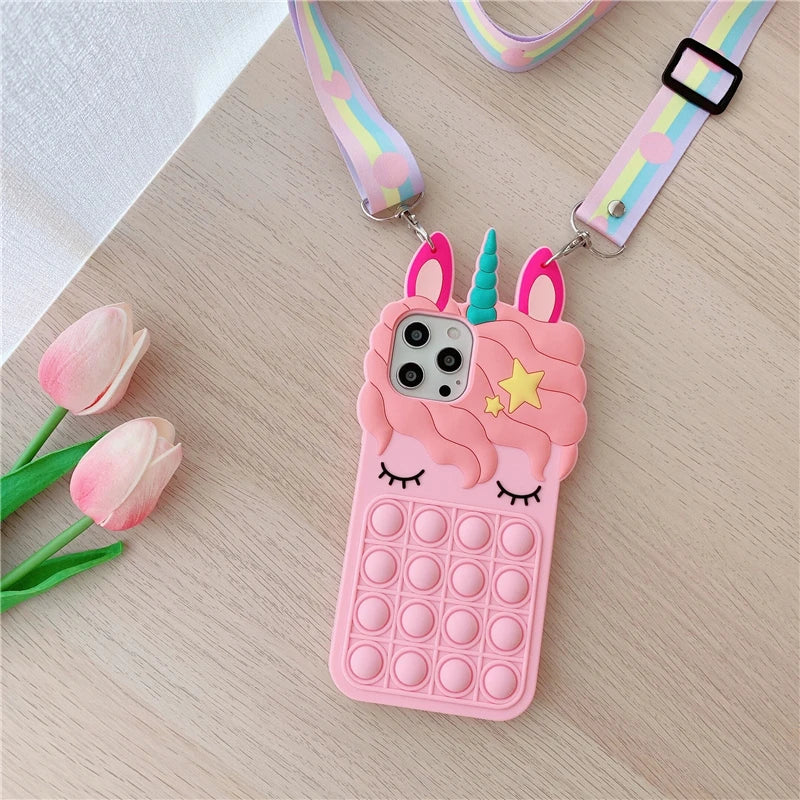 3D Rainbow Unicorn iPhone Case - Bubble Anxiety Relief