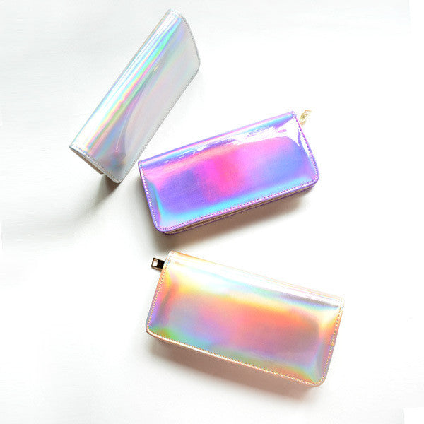 Hologram leather purse