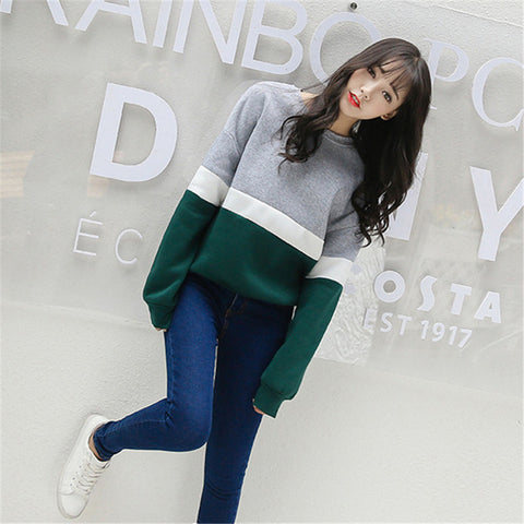 Korean Contrast Color Pullover