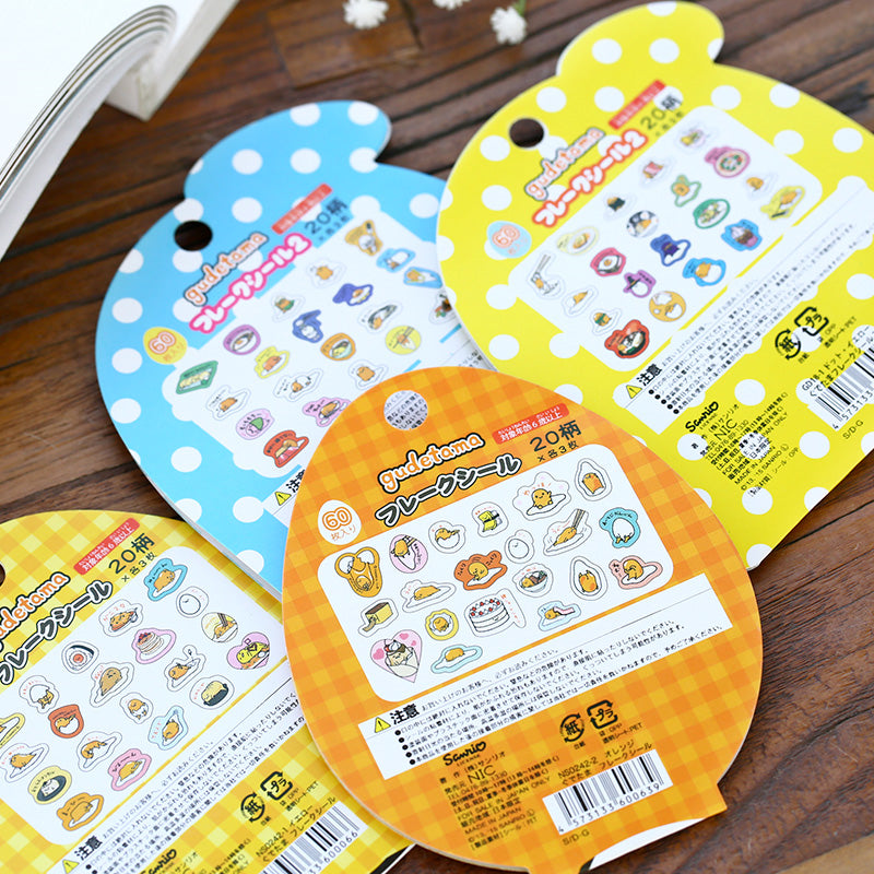 Kawaii Sanrio Gudetama Eggs 60-Piece Stickers