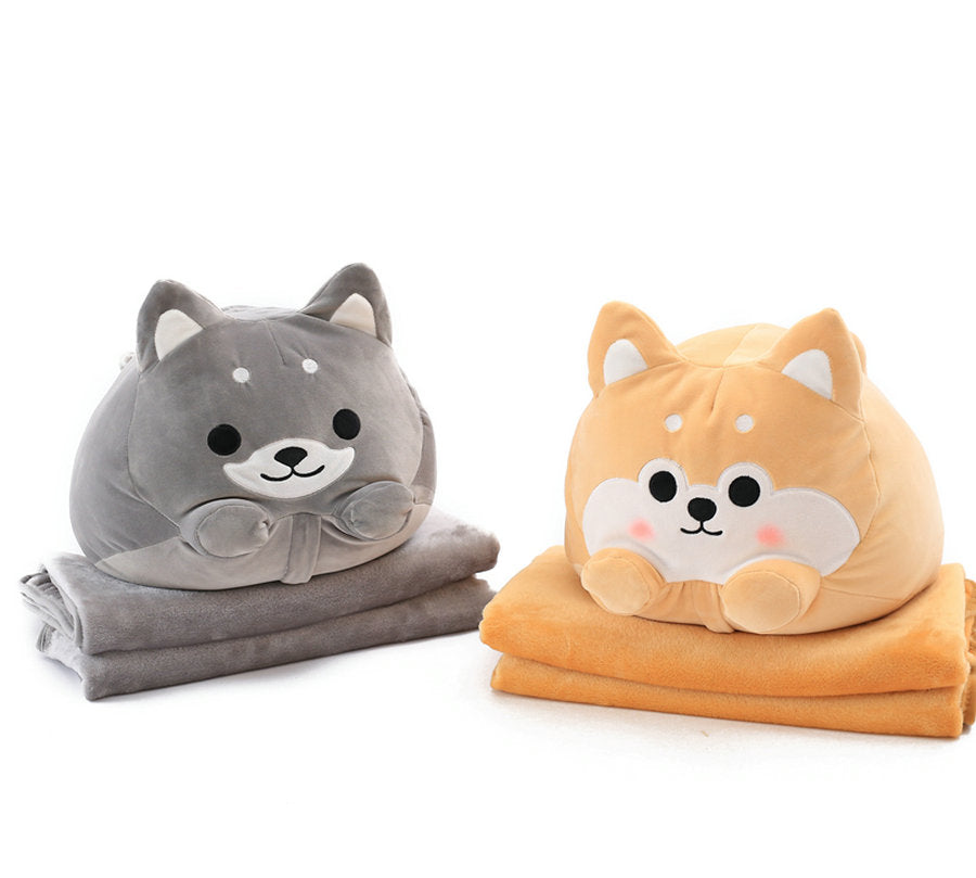 Shiba Inu Pillow With Blanket Combo