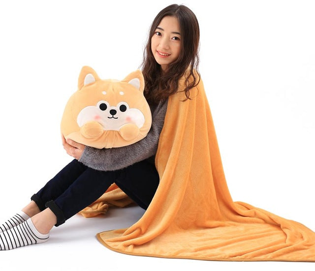 Shiba Inu Pillow With Blanket Combo