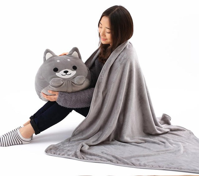 Shiba Inu Pillow With Blanket Combo