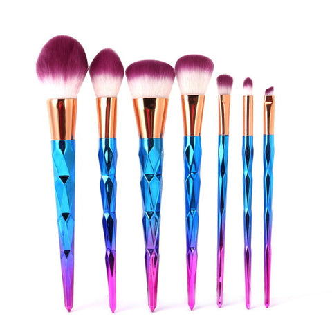 Rainbow Unicorn Horn Cosmetic Makeup Brushes Set