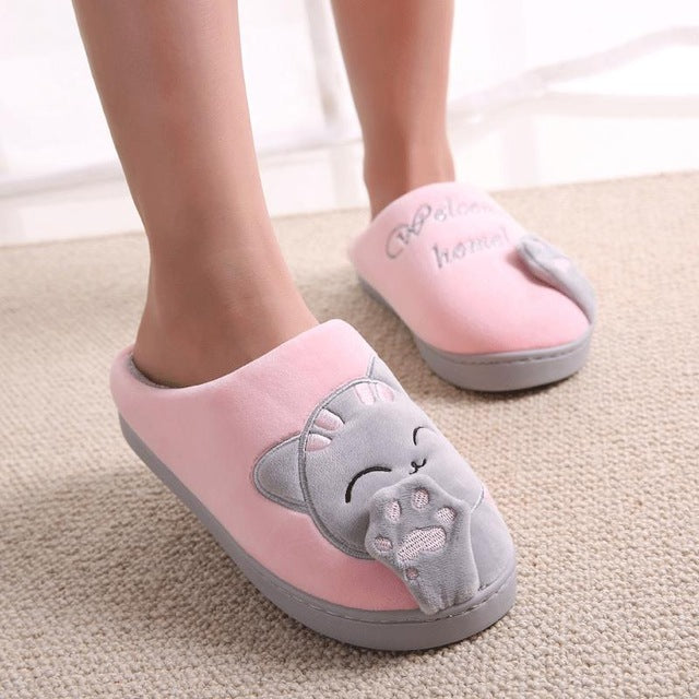 Cute cozy cat paw slippers