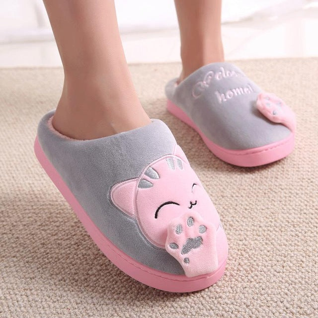 Cute cozy cat paw slippers