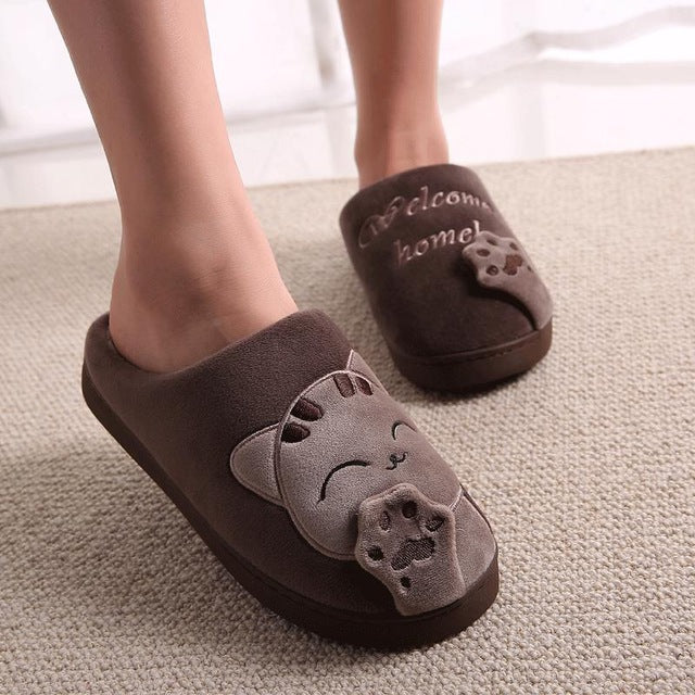 Cute cozy cat paw slippers