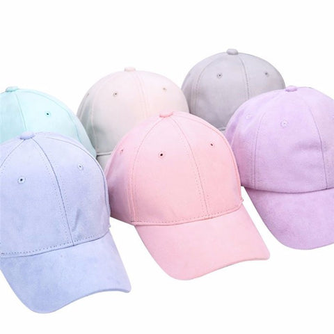 Pastel Color Suede Baseball Cap