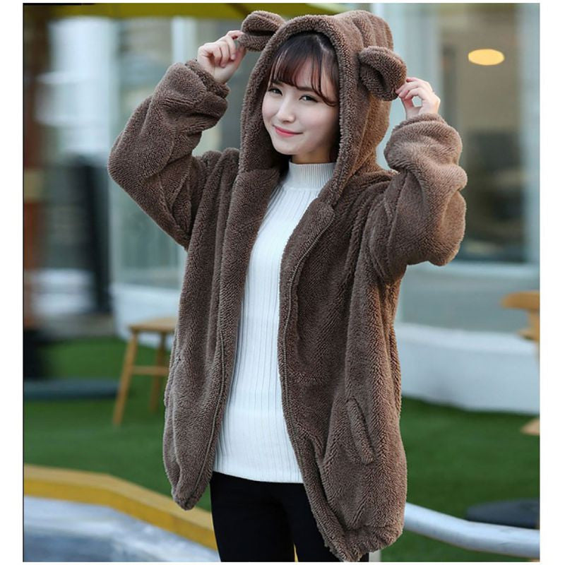 Fluffy Bear with Ears Hoodie