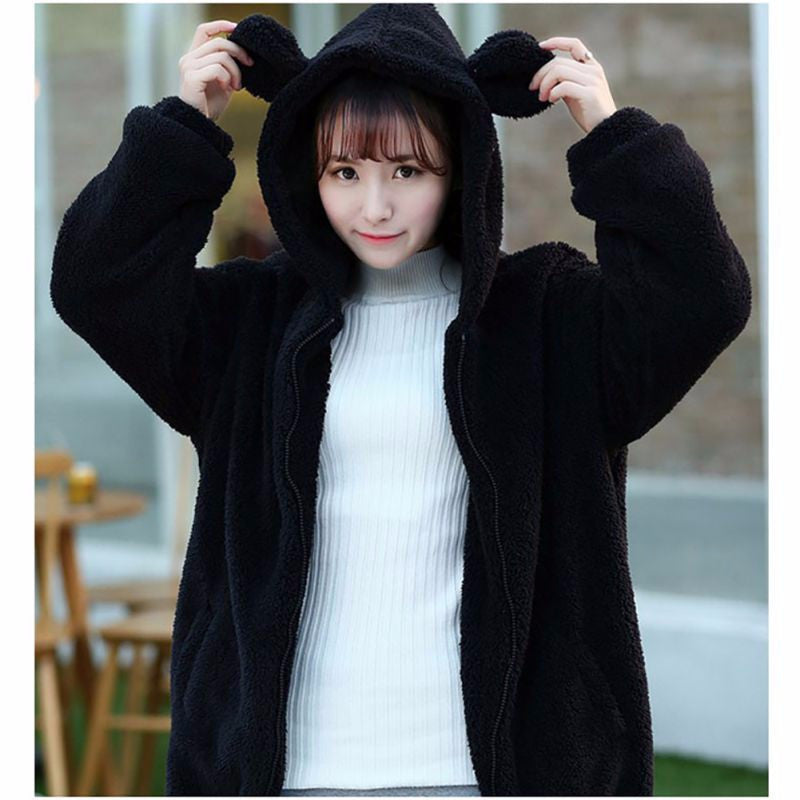 Fluffy Bear with Ears Hoodie